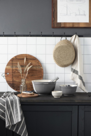 Ib Laursen theedoek stripe - zwart/naturel