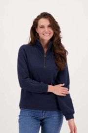 Zusss sweater met rits - donkerblauw