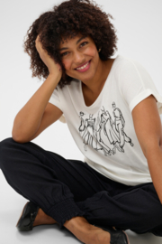 Cream shirt print - wit