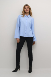 Cream blouse krijtstreep - lichtblauw