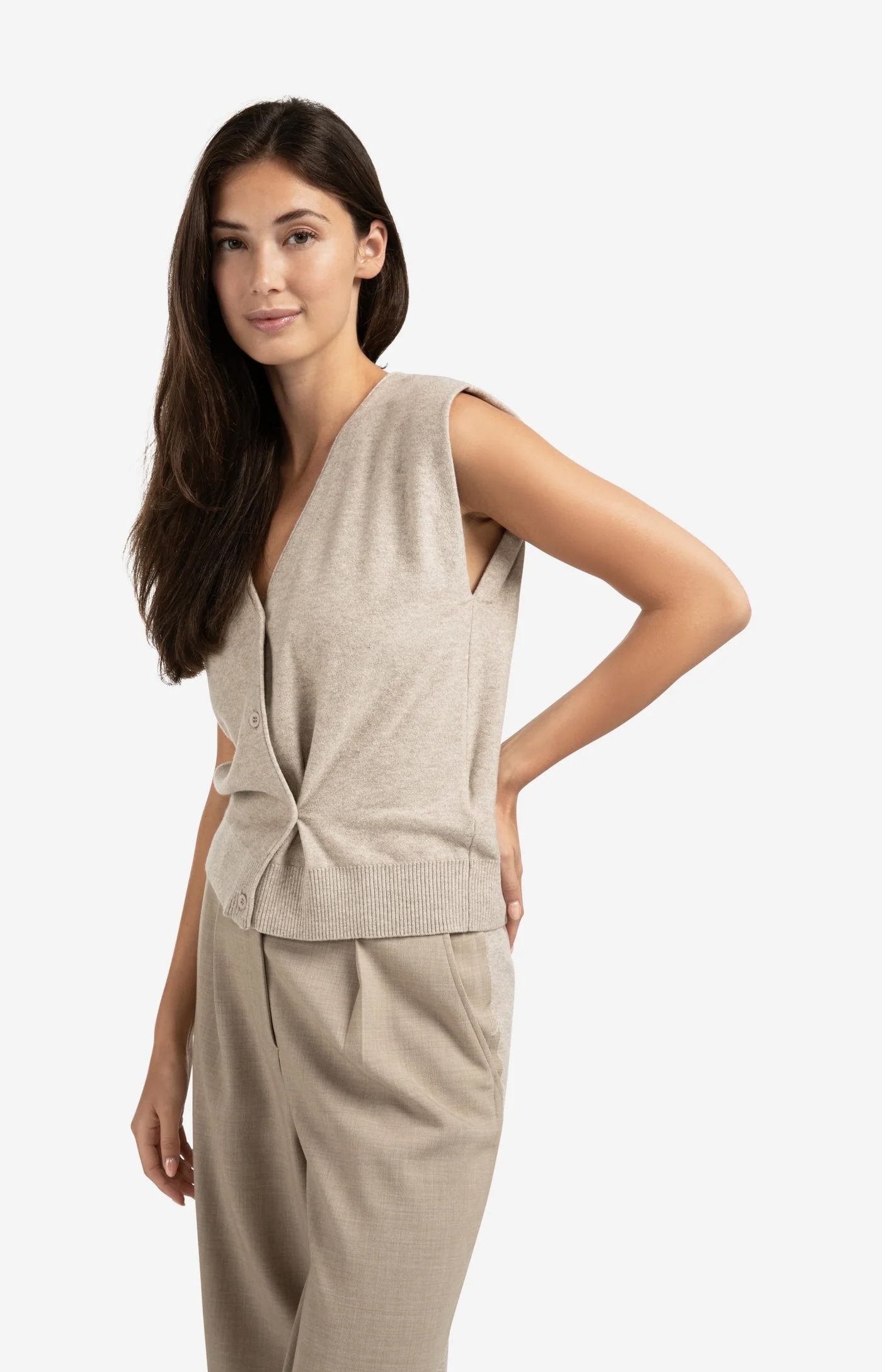 YAYA gilet gebreid - zand