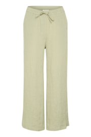 Cream broek linnen - green tea