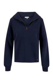 Zusss sweater met rits - donkerblauw