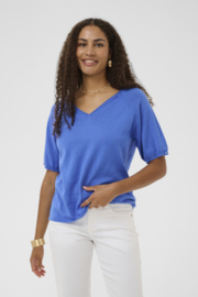 Cream shirt gebreid - blauw