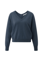 YAYA trui knoopdetail - grijs/blauw