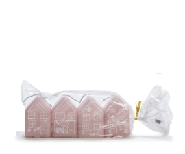 Rustik Lys kaars huisjes s/4 - pink