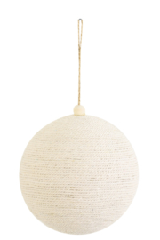 Kerstbal touw l - wit