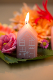 Rustik Lys kaars huisjes s/4 - pink