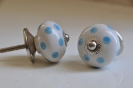 Knop bol, polka l.blauw