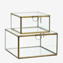 Madam Stoltz glazen box - antiek brass