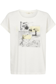 Cream shirt print - wit