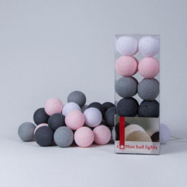 Cotton Ball Lights lichtslinger - grijs/roze