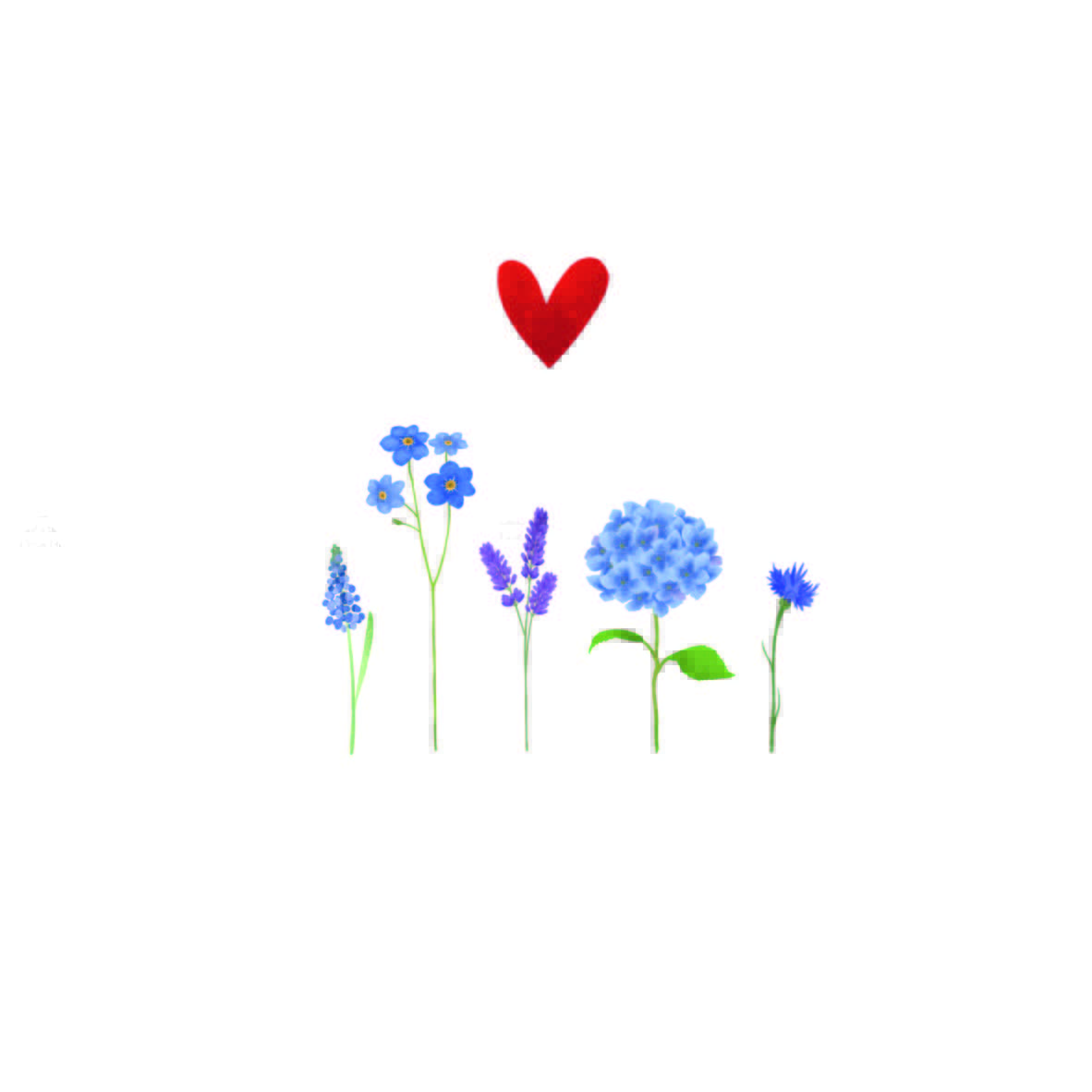 Yon kaart bloemen blauw