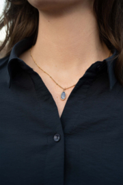 Zusss ketting met steentje - donkerblauw
