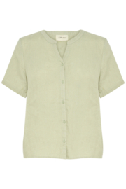 Cream blouse linnen - green tea
