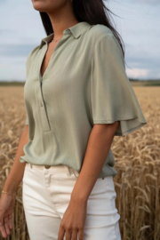 Zusss blouse korte mouw - saliegroen