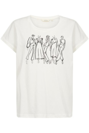 Cream shirt print - wit