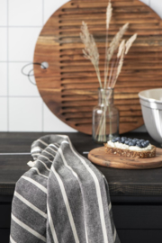 Ib Laursen theedoek stripe - zwart/naturel