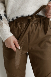 Cream broek leatherlook - cacao