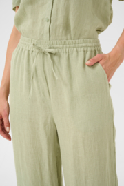 Cream broek linnen - green tea