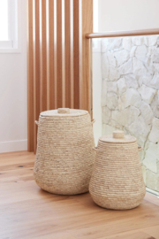 Mand met deksel l - naturel
