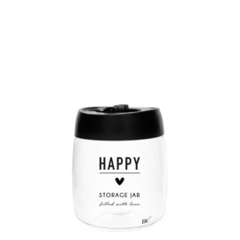 Bastion Collections voorraadpot glas s happy - zwart