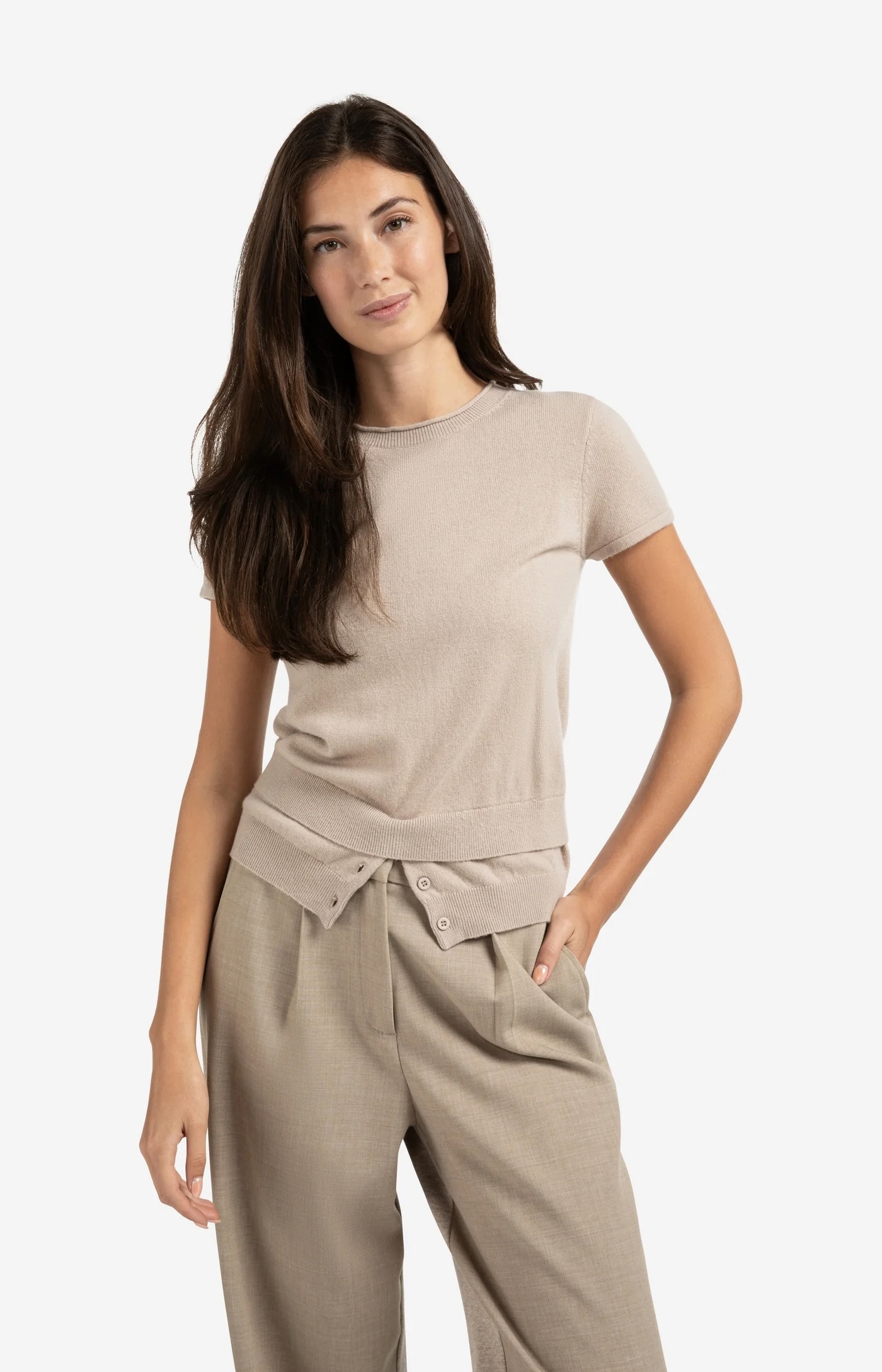 YAYA top gebreid - zand