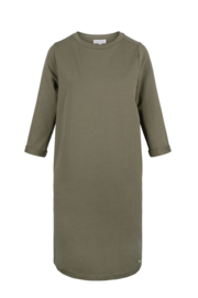 Zusss jurk met ronde hals - olijfgroen