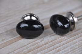 Knop ovaal s - zwart
