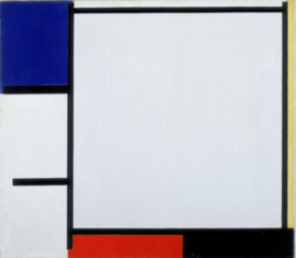 Mondriaan, Compositie met blauw, geel, rood, zwart en grijs