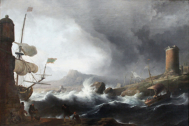 Bakhuizen, Stormachtige zee aan een bergachtige kust