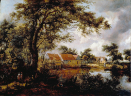 Hobbema, Boslandschap met watermolen