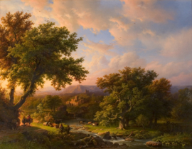 B.C. Koekkoek, Landschap met eikenbomen en ruine