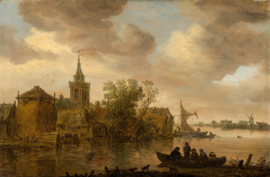 Van Goyen, Riviergezicht met kerk en boerderij