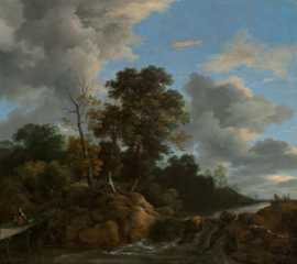 Van Ruisdael, Landschap met figuren op een brug
