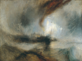 Turner, Sneeuwstorm, stoomboot bij een havenmond