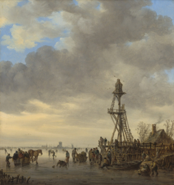 Van Goyen, IJsgezicht bij een houten observatietoren