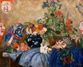 Ensor, Stilleven met bloemen en maskers