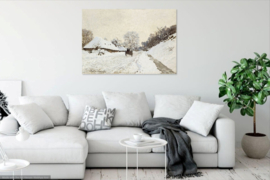 Monet, Een kar op de besneeuwde weg bij Honfleur