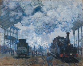 Monet, Station Sainte Lazaire in  Parijs, aankomst van een trein