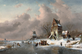 Leickert, Winterscene met koek en zopie tent