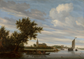 Van Ruisdael, Riviergezicht met kerk en veerpont
