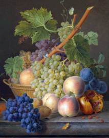 Van Dael, Stilleven van fruit op een marmeren richel