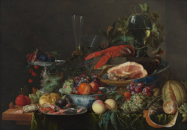 De Heem, Stilleven met ham, kreeft en vruchten