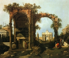 Canaletto, Capriccio: landschap met ruïnes