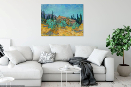 Van Gogh, Houten huisjes tussen olijfbomen en cipressen