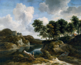 Van Ruisdael, Rivierlandschap met een kasteel