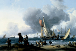 Bakhuizen, Nederlanders inschepend bij een jacht