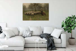 Mauve, Herderin met een kudde schapen