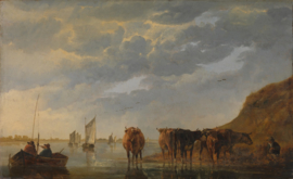 Cuyp, Een herder en 5 koeien bij een rivier